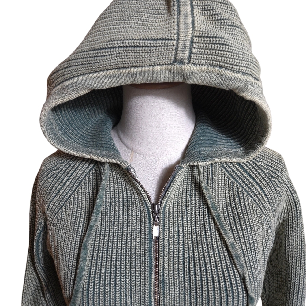 Kinross Distressed Green Zip-Up Hoodie Sweater - Picture 3 of 8